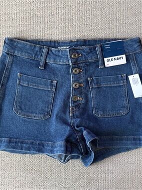 Old Navy Dark Blue Button-Fly Denim Shorts